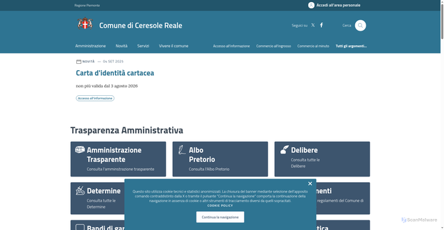 Security scan screenshot of https://comune.ceresolereale.to.it/