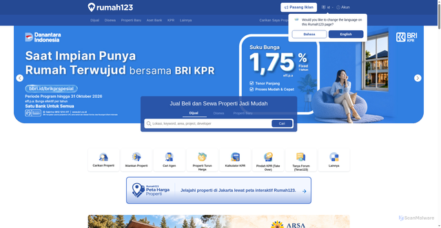 Security scan screenshot of https://www.rumah123.com