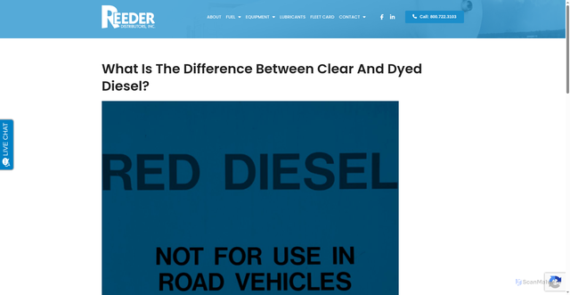 Security scan screenshot of https://reederdistributors.com/blog/what-is-the-difference-between-clear-and-dyed-diesel/