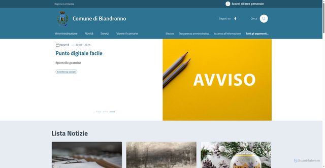 Security scan screenshot of https://comune.biandronno.va.it/