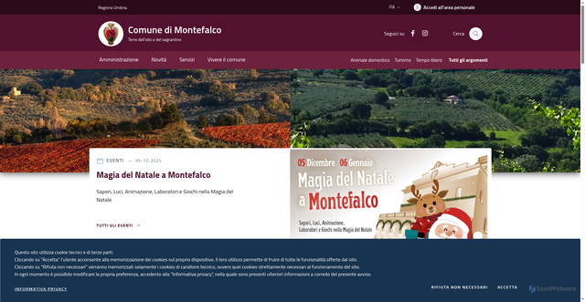 Security scan screenshot of https://www.comune.montefalco.pg.it/