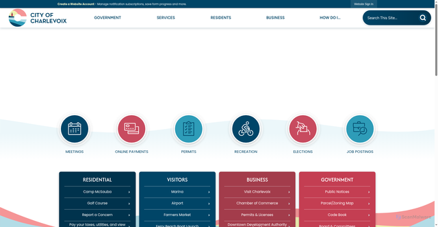 Security scan screenshot of https://charlevoixmi.gov/