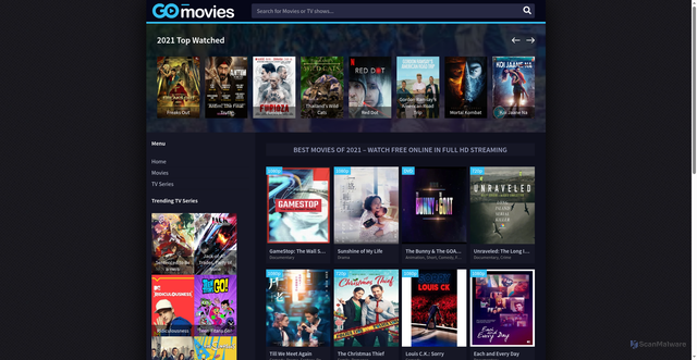Security scan screenshot of https://moviesdl.net/year-movies/2021/