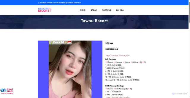 Security scan screenshot of https://escortsabahsarawak.pages.dev/tawau-escort.html