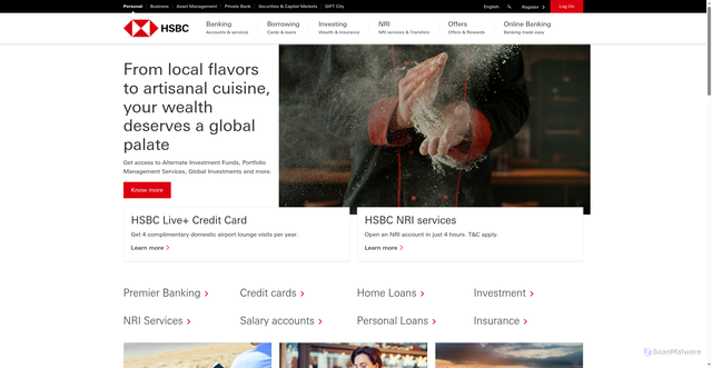Security scan screenshot of https://www.hsbc.bank.in/