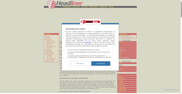 Security scan screenshot of https://www.headliner.nl/artikelen/jodie-turner-smith-begint-al-vroeg-viering-haar-40e-verjaardag-dochter-juno-36373