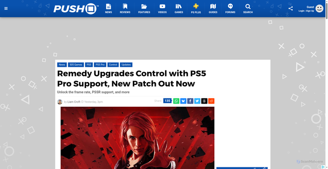 Security scan screenshot of https://www.pushsquare.com/news/2025/10/remedy-upgrades-control-with-ps5-pro-support-new-patch-out-now