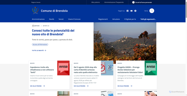 Security scan screenshot of https://www.comune.brendola.vi.it/