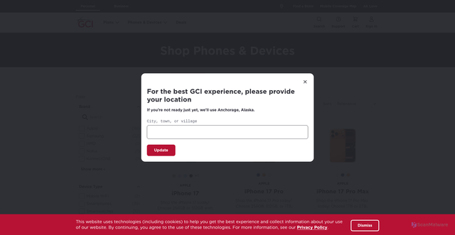Security scan screenshot of https://www.gci.com/shop