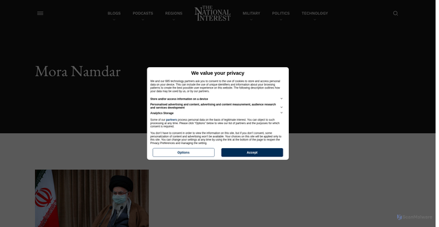Security scan screenshot of https://nationalinterest.org/profile/mora-namdar