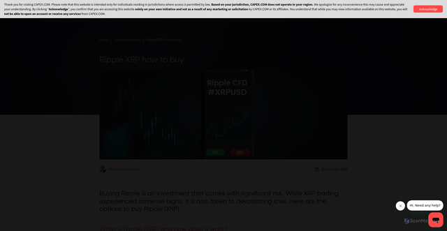 Security scan screenshot of https://capex.com/en/trading/cryptocurrencies/ripple-xrp-how-to-buy