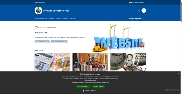Security scan screenshot of https://www.comune.pizzoferrato.ch.it/it