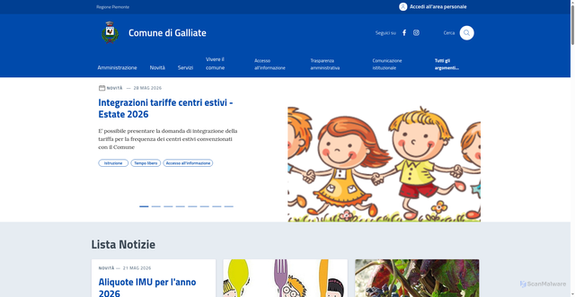 Security scan screenshot of https://www.comune.galliate.no.it/