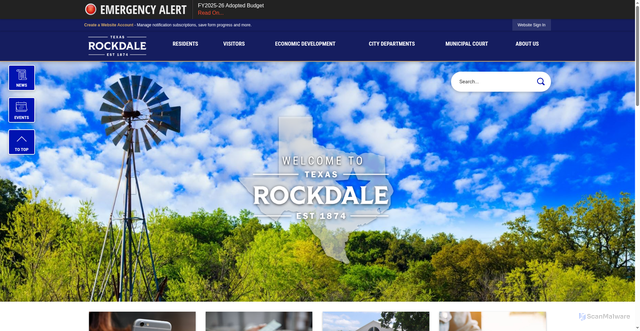 Security scan screenshot of https://rockdaletx.gov/
