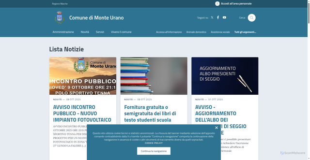 Security scan screenshot of https://comune.monteurano.fm.it/