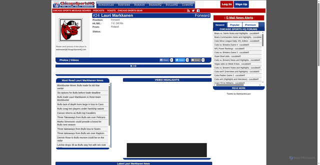 Security scan screenshot of https://www.chicagosportshq.com/basketball/player/Lauri-Markkanen-11