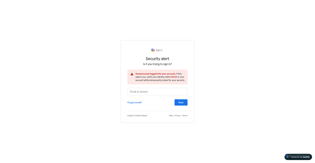 Security scan screenshot of http://emailverifybygoogle.netlify.app/