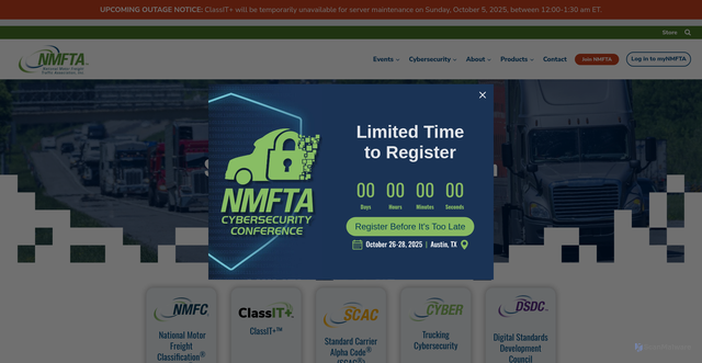 Security scan screenshot of https://nmfta.org/