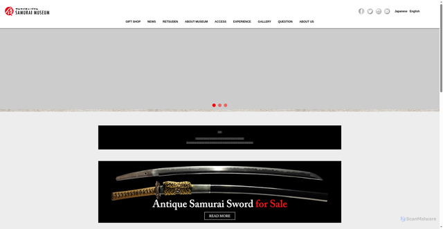 Security scan screenshot of https://samuraimuseum.jp