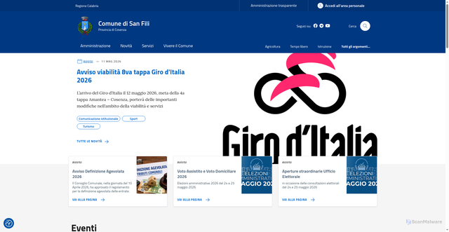 Security scan screenshot of https://www.comune.sanfili.cs.it
