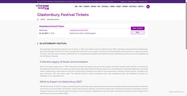 Security scan screenshot of https://www.xchangetickets.com/festival-tickets/glastonbury-festival-tickets/