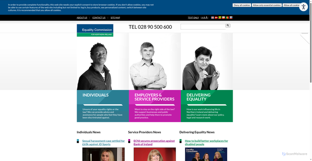 Security scan screenshot of https://www.equalityni.org/Home