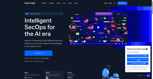 Security scan screenshot of https://sumologic.com