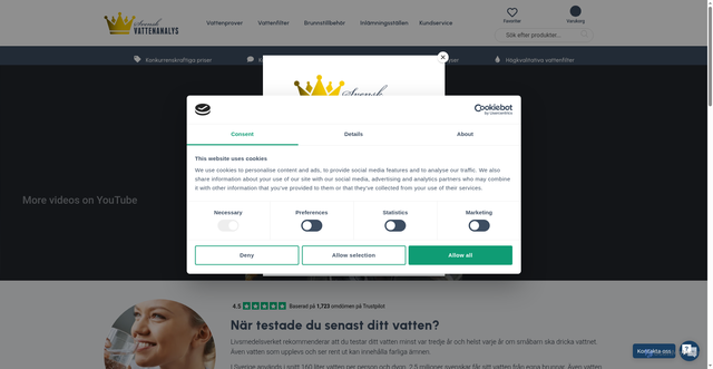 Security scan screenshot of https://www.svenskvattenanalys.se/