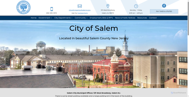 Security scan screenshot of https://cityofsalemnj.gov/
