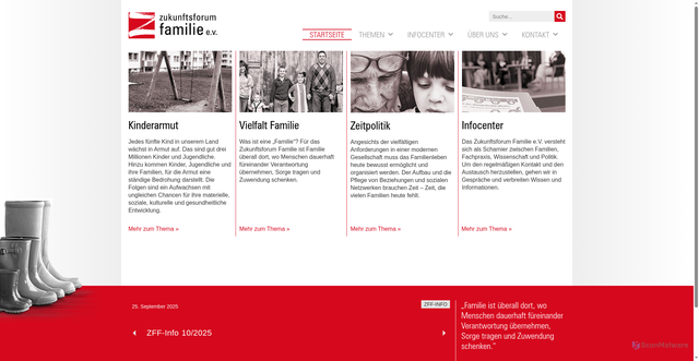 Security scan screenshot of https://www.zukunftsforum-familie.de/