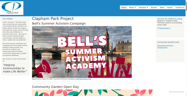 Security scan screenshot of https://www.claphampark.org.uk/
