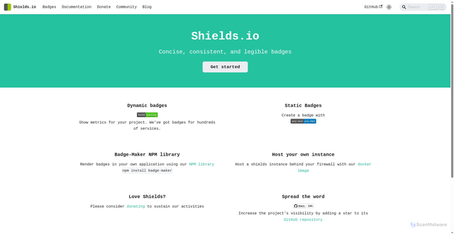 Security scan screenshot of https://shields.io