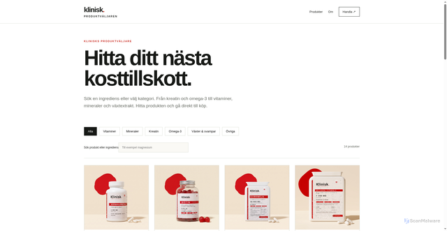 Security scan screenshot of https://kliniskkosttillskott.se