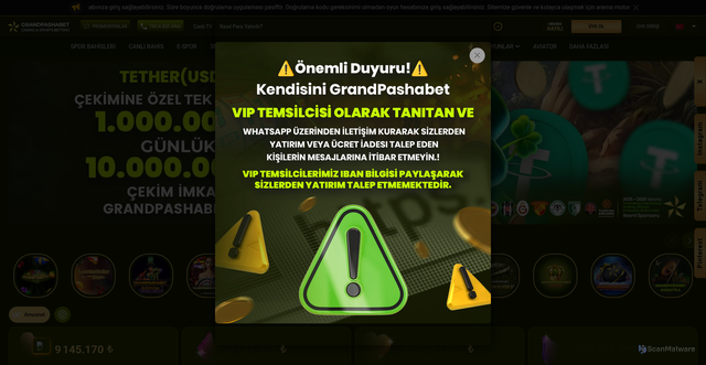 Security scan screenshot of https://grandpshabet7106.com/Account/InviteFriends