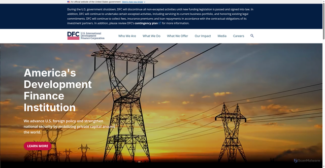 Security scan screenshot of https://www.dfc.gov/