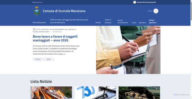 Security scan screenshot of https://comune.scurcolamarsicana.aq.it/