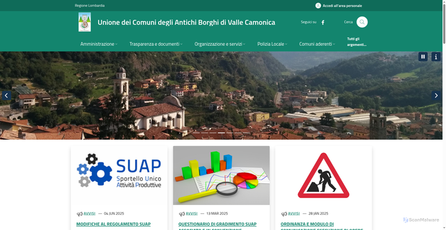 Security scan screenshot of https://www.unioneantichiborghivallecamonica.bs.it/