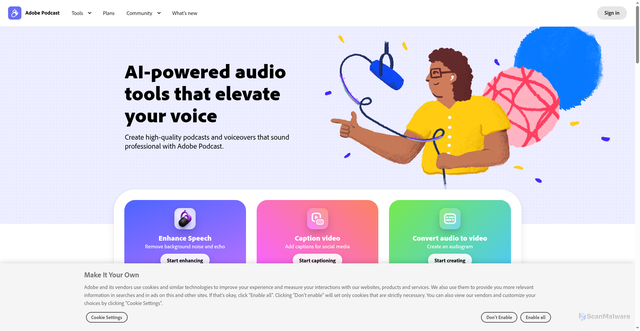 Security scan screenshot of https://podcast.adobe.com