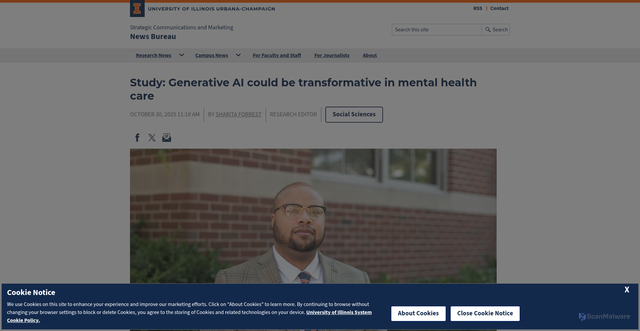 Security scan screenshot of https://news.illinois.edu/study-generative-ai-could-be-transformative-in-mental-health-care/
