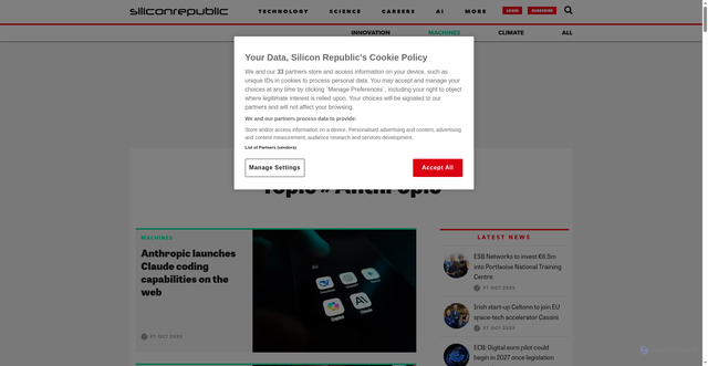 Security scan screenshot of https://www.siliconrepublic.com/topics/anthropic/
