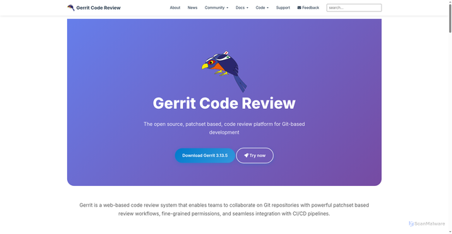 Security scan screenshot of https://gerritcodereview.com