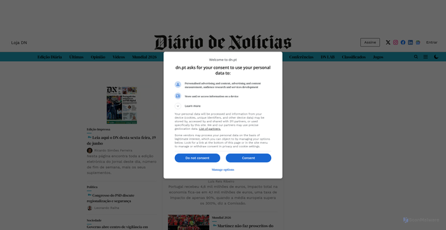 Security scan screenshot of https://dn.pt