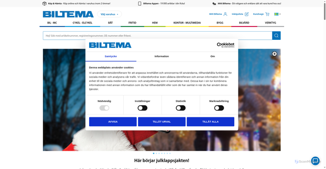 Security scan screenshot of https://www.biltema.se/