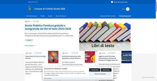 Security scan screenshot of https://www.comune.civitella-roveto.aq.it/