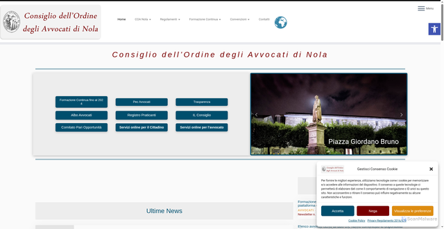 Security scan screenshot of https://www.ordineavvocatinola.it/