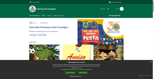 Security scan screenshot of https://www.comune.lomagna.lc.it