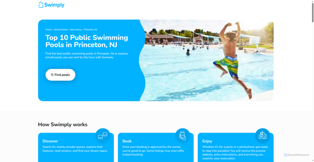 Security scan screenshot of https://swimply.com/pools-in/new-jersey/princeton