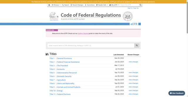 Security scan screenshot of https://www.ecfr.gov/