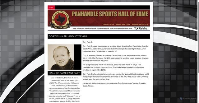 Security scan screenshot of https://www.panhandlesports.org/doryfunkjr
