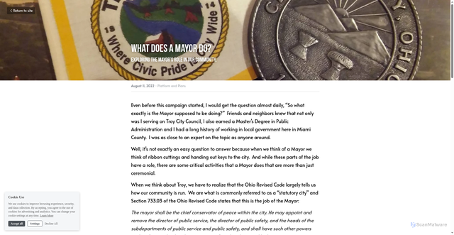 Security scan screenshot of https://www.williamlutz.org/blog/what-does-a-mayor-do